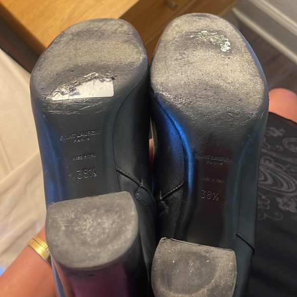 Vintage YSL y2k boots yves saint Laurent black leather ankle booties round toe - Picture 4 of 13